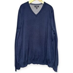 Nordstrom Men’s Shop Size XXL Navy Blue Cotton V-Neck Long Sleeve Sweater